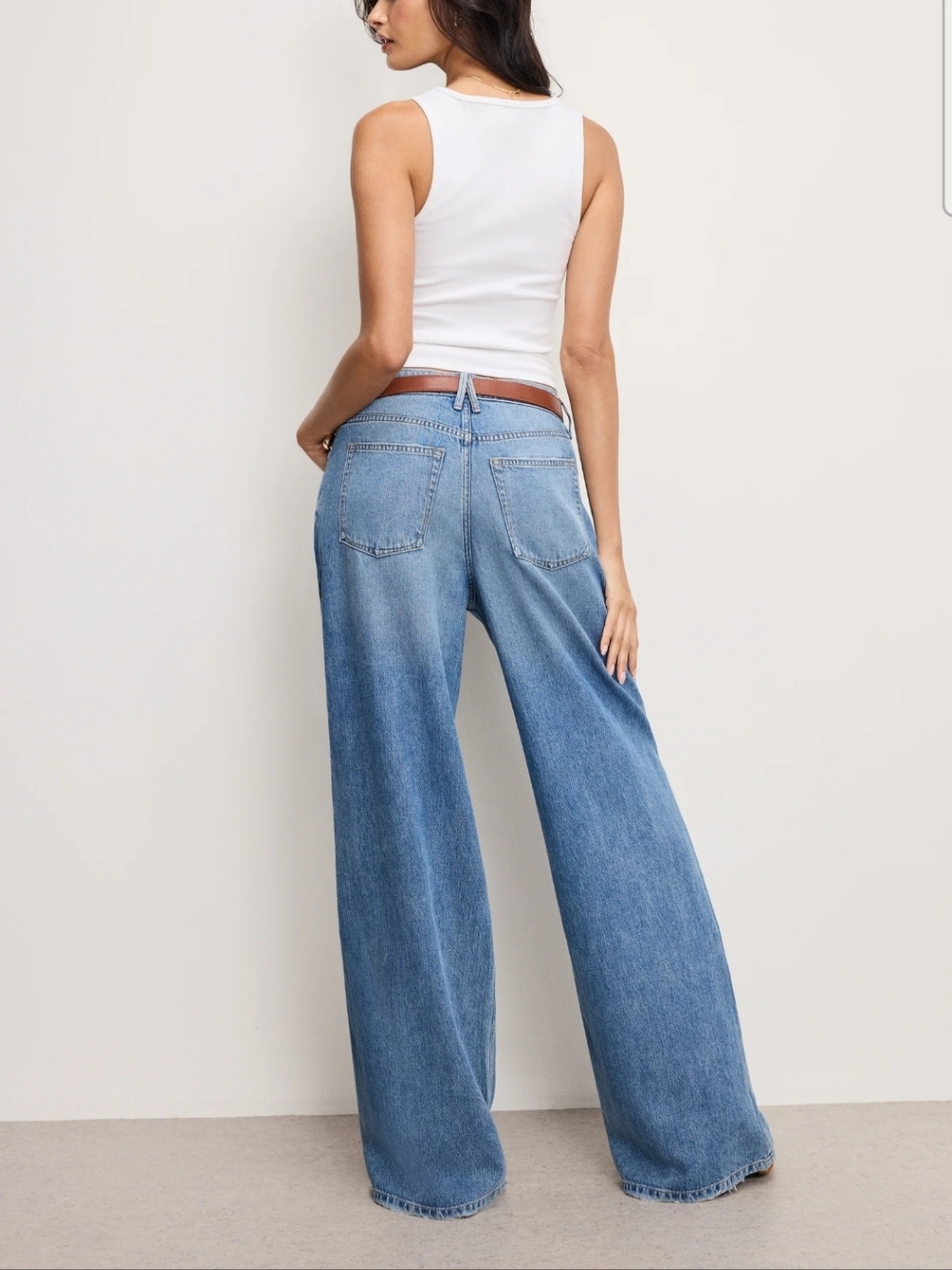 Good American Weightless Good Ease Jeans 27 Wide Leg Mid Rise Indigo961 NWT $174 - Picture 2 of 12